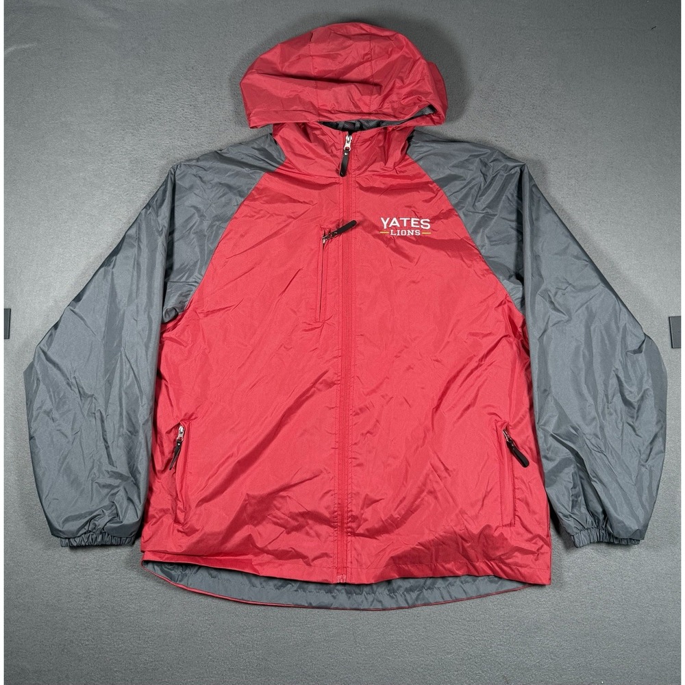 Ohiopyle Yates Lions Windbreaker Jacket Hooded Red Grey Polyester Mens Size L